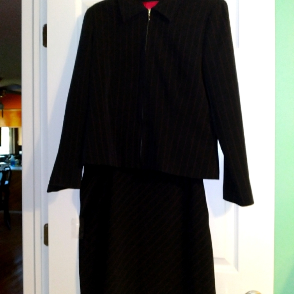 Size 12 AGB ladies suit, black, red pinstripes Macys